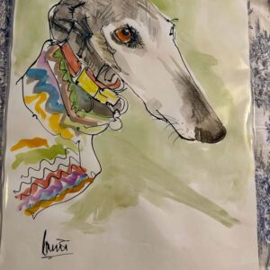 Personalised A3 Pet Portrait / Pen & Ink with Watercolour